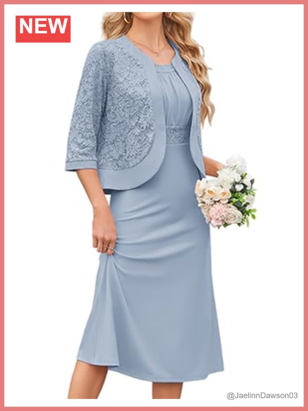 Sequin Lace Formal Two-Piece Wedding Guest Dress with Jacket